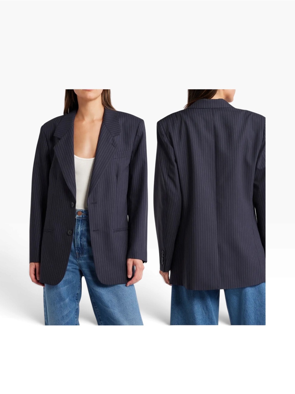 FRAME GRANDFATHER PINSTRIPE NAVY BLAZER SIZE XS
